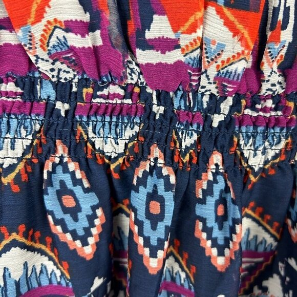 Old Navy Aztec Waist Defined Printed Dolman Sleeve Top Large Blue NWT - Picture 9 of 15